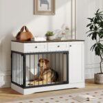 Jaula para Perros SierraSquad css11 47 Pulgadas Doble Puerta Soporte de TV Mueble de Almacenamiento Blanco