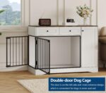 Jaula para Perros SierraSquad css11 47 Pulgadas Doble Puerta Soporte de TV Mueble de Almacenamiento Blanco