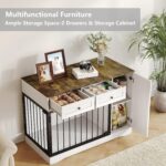 Jaula para Perros SierraSquad css11 47 Pulgadas Doble Puerta Soporte de TV Mueble de Almacenamiento Blanco