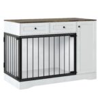 Jaula para Perros SierraSquad css11 47 Pulgadas Doble Puerta Soporte de TV Mueble de Almacenamiento Blanco