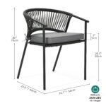 Juego de 6 Sillas de Comedor para Exterior YITAHOME MAYIHXI59y de Ratán Apilables con Cojín Color Gris y Negro Capacidad