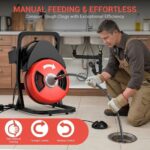 Máquina de limpieza de serpientes de drenaje de alimentación automática de 50 pies x 1/2 pulgada - Sinfín de alcantarill