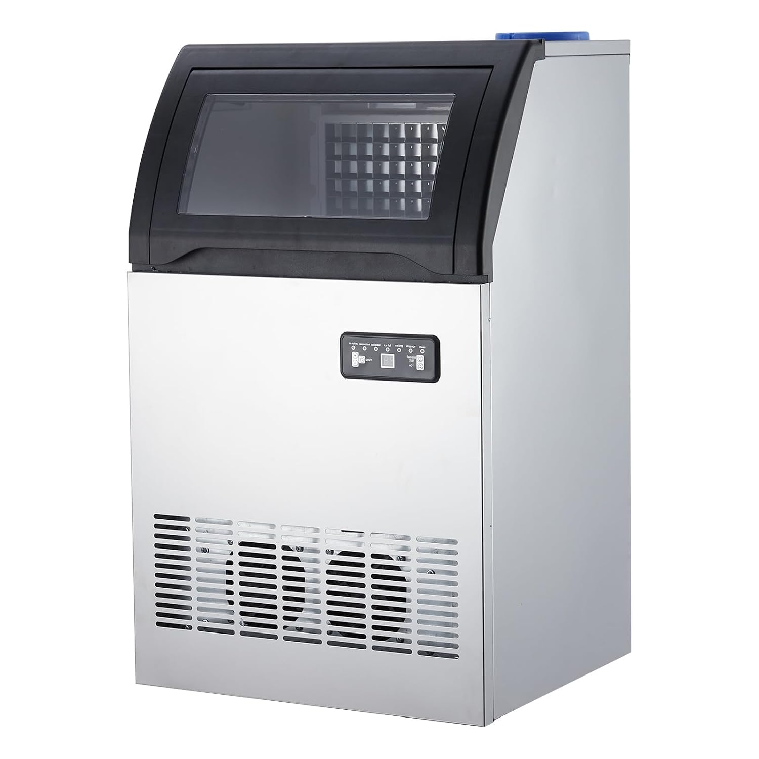 Under Counter Commercial Ice Maker Machine, 100Lbs/24H, Stainless Steel Ice Machines with 33Lbs Storage Bin, Dual Water