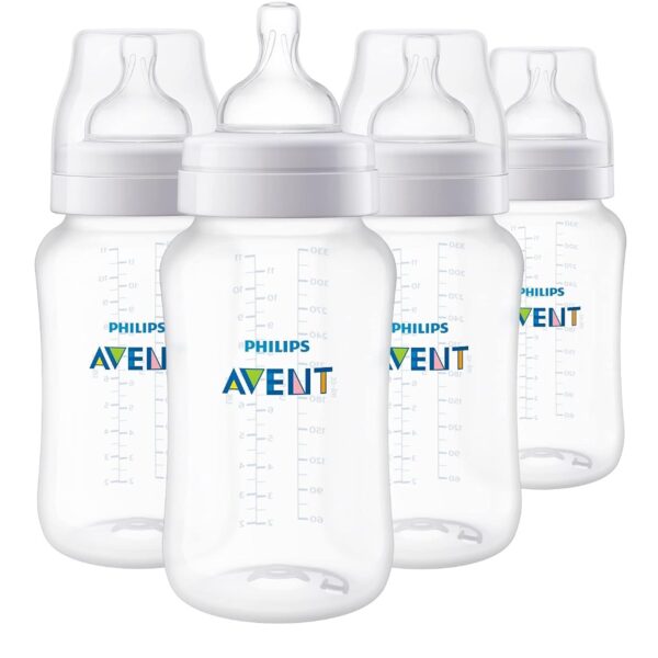 Biberón Anticólico Philips Avent SCY106/04 11 Onzas Flujo 3 Transparente Paquete 24 Unidades