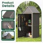 Cobertizo de Almacenamiento Bifanuo TT052 Resina Plástico Gris con Cerradura 25.8x22.1x64.2 Pulgadas