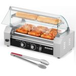 Seeutek Rodillo para perros calientes, 12 perros calientes 5 rodillos, cocina de parrilla de salchichas de acero inoxida