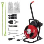 Patikuin 50FT x 1/2 Inch Electric Drain Cleaner Machine, Auto Feed Sewer Snake Auger with Motor, 4 Cutters & Air Foot Sw