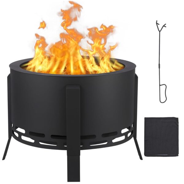 Fogatero GAOMON 26 pulgadas sin humo con bandeja de cenizas base ajustable acero al carbono negro