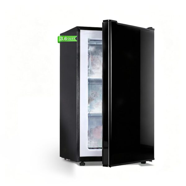 Mini congelador vertical de 3.6 pies cúbicos, congelador compacto de una sola puerta con puerta reversible de acero inox