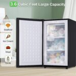 Mini congelador vertical de 3.6 pies cúbicos, congelador compacto de una sola puerta con puerta reversible de acero inox