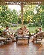 Juego de 2 Sillones Garvee de Aluminio Beige con Cojines para Exterior Balcón Jardín Terraza Patio