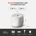 CUCKOO Olla arrocera a presión doble de 10 tazas sin cocer / 20 tazas cocidas con tecnología de calentamiento por inducc