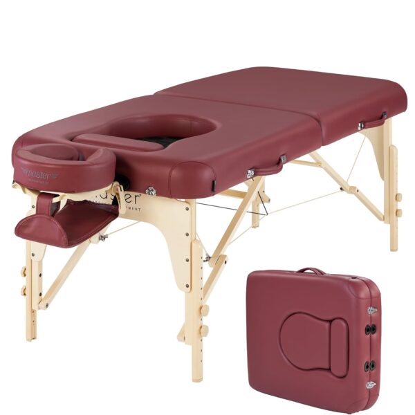 Mesa de Masaje para Embarazo Master Massage Eva 10121XS 30x83 Pulgadas Capacidad 750 Libras Madera de Haya Color Burgund