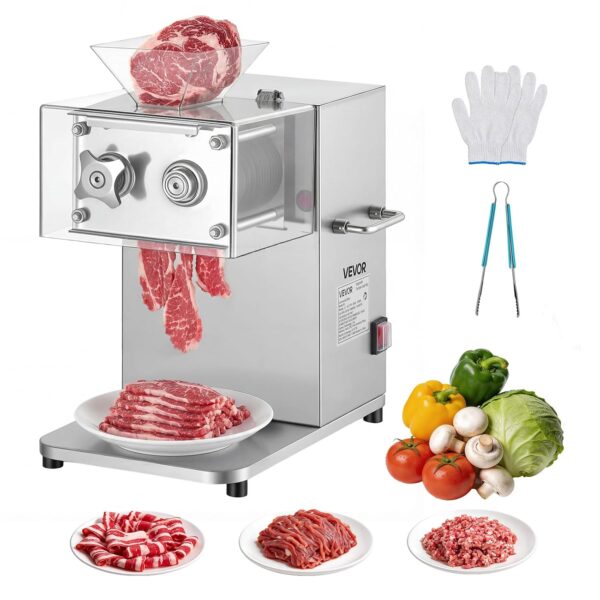 VEVOR Máquina cortadora de carne, cortador comercial de 850 W, trituradora de cuchillas de acero inoxidable resistente d