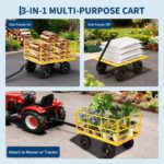 Patikuin Carrito de jardín de acero resistente de 1500 libras - Carro utilitario 4 en 1 - Laterales de malla extraíbles