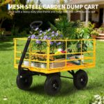 Patikuin Carrito de jardín de acero resistente de 1500 libras - Carro utilitario 4 en 1 - Laterales de malla extraíbles
