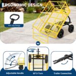 Patikuin Carrito de jardín de acero resistente de 1500 libras - Carro utilitario 4 en 1 - Laterales de malla extraíbles