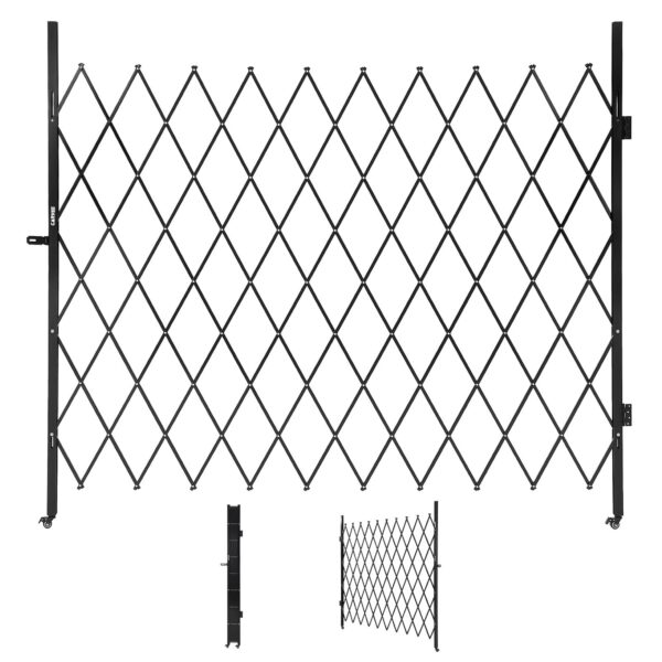 Barricada Móvil Extensible Garvee Modelo 1 de Aluminio 7.9 Pies con Ruedas Bloqueables Color Negro