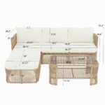 Set de Muebles de Patio Christopher Knight Home Modelo 382954 Ratán PE con Marco de Hierro Cojines y Mesa de Centro con
