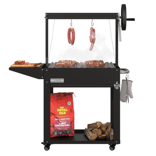 Grill KoolMore KM-OG-AV-45 50 Pulgadas Carbón Argentino con Parrillas V Intercambiables Negro