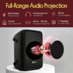 Pyle Paquete de mezclador de DJ con altavoz PA – Sistema de sonido Bluetooth inalámbrico portátil de 300 W con entradas
