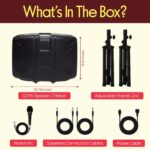 Pyle Paquete de mezclador de DJ con altavoz PA – Sistema de sonido Bluetooth inalámbrico portátil de 300 W con entradas