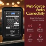Pyle Paquete de mezclador de DJ con altavoz PA – Sistema de sonido Bluetooth inalámbrico portátil de 300 W con entradas