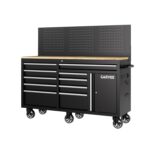 PioneerWorks 60 Inch Rolling Tool Chest Cabinet, 10 Drawer Tool Box with Pegboard & Lock, Mobile Garage Storage Organize