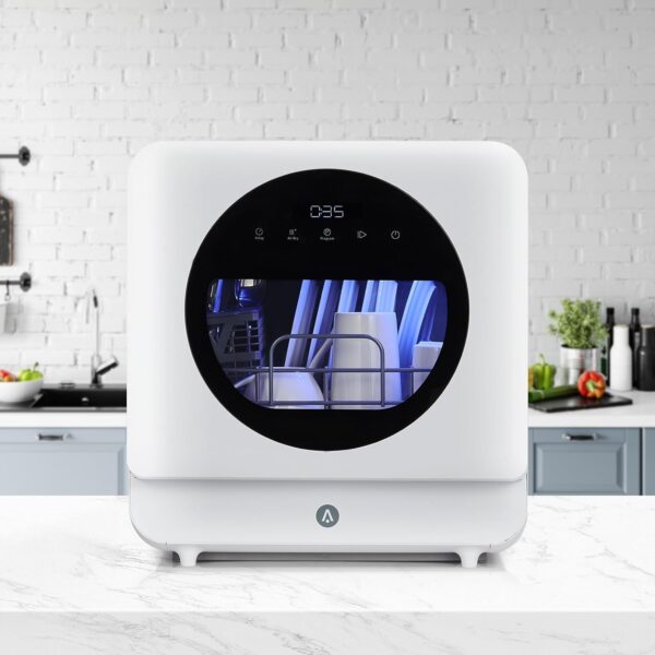 Countertop Dishwasher Basket Accessory – 5L Water Tank – 6 Wash Programs – High-Temperature Drying – Touch Controls – Du