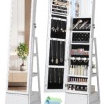Armario de Joyería Nicetree NT-HF008 con Espejo LED Giratorio 360 Grados Espejo de Cuerpo Completo Cajón Inferior y Cerr