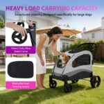 Cochecito para Perros Fectiontool Extra Grande Peso Máximo 160 Libras Ruedas Giratorias 360 Grados Marco de Acero Inoxid
