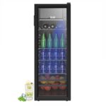 Borcolo Refrigerador de bebidas, mini puerta de vidrio para 180 latas para refrescos, cerveza o vino con luz LED, contro