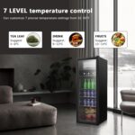 Borcolo Refrigerador de bebidas, mini puerta de vidrio para 180 latas para refrescos, cerveza o vino con luz LED, contro