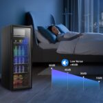 Borcolo Refrigerador de bebidas, mini puerta de vidrio para 180 latas para refrescos, cerveza o vino con luz LED, contro