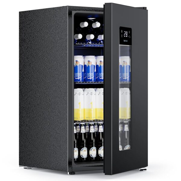 COWSAR Refrigerador de bebidas de 3.2 pies cúbicos, enfriador de cerveza para 130 latas con puerta de vidrio, estantes a