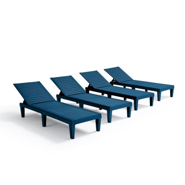 Juego de 4 Tumbonas Reclinables Nestl NB-PCL-4PC-BVT-FBM Azul 5 Posiciones Polipropileno para Exteriores