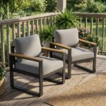 Juego de 2 Sillones de Aluminio GAOMON para Patio con Cojines Gris