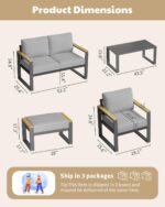 Juego de 2 Sillones de Aluminio GAOMON para Patio con Cojines Gris