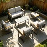 Juego de 2 Sillones de Aluminio GAOMON para Patio con Cojines Gris