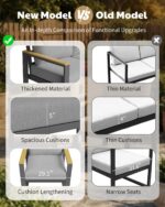 Juego de 2 Sillones de Aluminio GAOMON para Patio con Cojines Gris