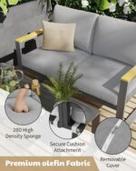 Juego de 2 Sillones de Aluminio GAOMON para Patio con Cojines Gris