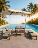 Juego de 2 Sillones de Aluminio GAOMON para Patio con Cojines Gris