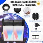 Portable Foldable DJ Facade Booth 50"×46"×21", DJ Table Station Booth with White & Black Scrim, Black Metal Frame & Adju