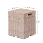 Fire Pit Christopher Knight Home 373630 Rectangular 48.2 Pulgadas MgO Concreto 50000 BTU con Mesa Cubretanque Color Natu