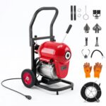 GarveeTech Máquina limpiadora de drenaje eléctrica de 1100 W, barrena de serpiente de alcantarillado de 120 pies x 6/5 p