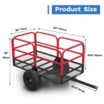Heavy Duty ATV Trailer Tow Behind Dump Cart, 1700 Lb / 17 Cu ft Steel Utility Dump Trailer with Support & Removable Side