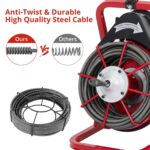 GarveeHome Professional Electric Drain Cleaner Machine - 75FT 3/8" Sewer Snake Auger - 4 Cutter Blades, Air-Activated Fo