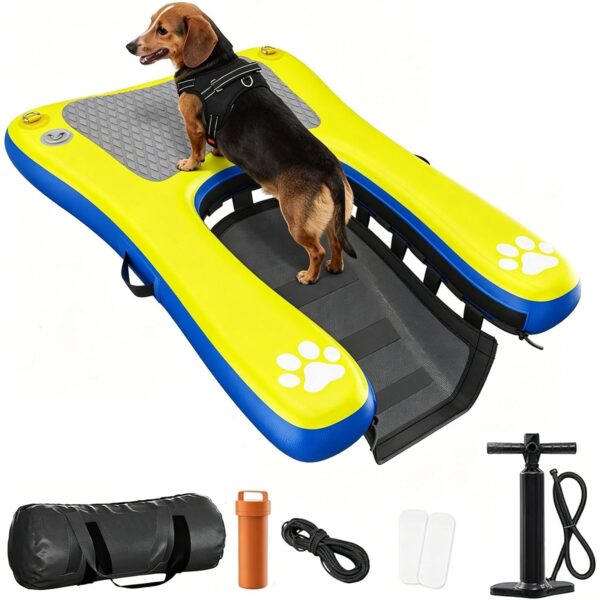 Rampa Inflable para Perros whiffee GC-FBA-384 Espuma EVA Antideslizante Capacidad 65 Libras Amarillo y Azul