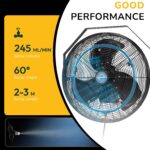 Ventilador Nebulizador Tornado 20 Pulgadas Alta Velocidad Montaje en Pared Metal 4750 CFM 3 Velocidades 5 Boquillas UL