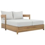 Daybed de Exterior SAFAVIEH Kento PAT7100B Madera de Acacia Roble Marfil 52 x 63 x 23 pulgadas Soporta 704 libras